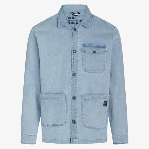 Signal Clothing Light Blue Denim Button Up Shirt Jacket With Three Front Pockets